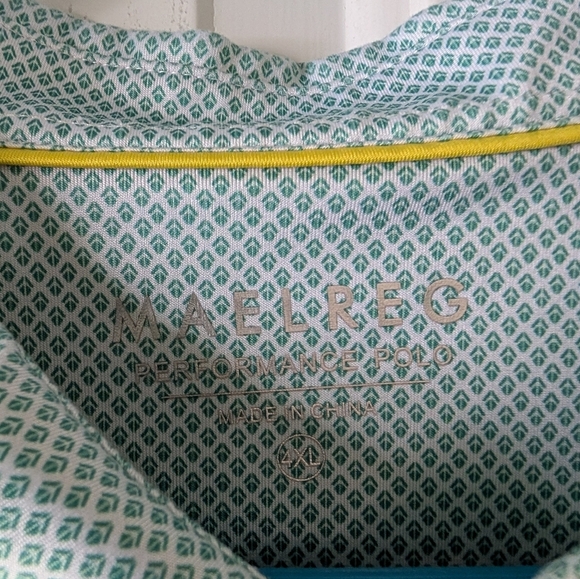 Maelreg Performance Men's Green Patterned Polo Shirt 4XL - Picture 2 of 4